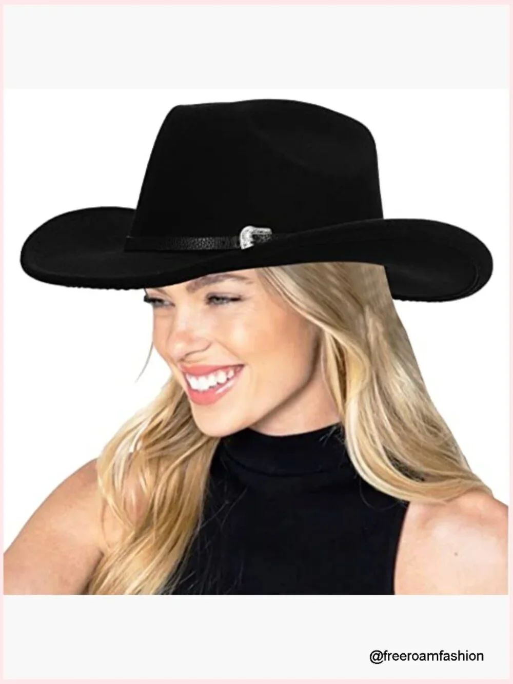 Vintage Western Cowboy Hat Adjustable Felt Western Cowgirl Hat with Belt Decor